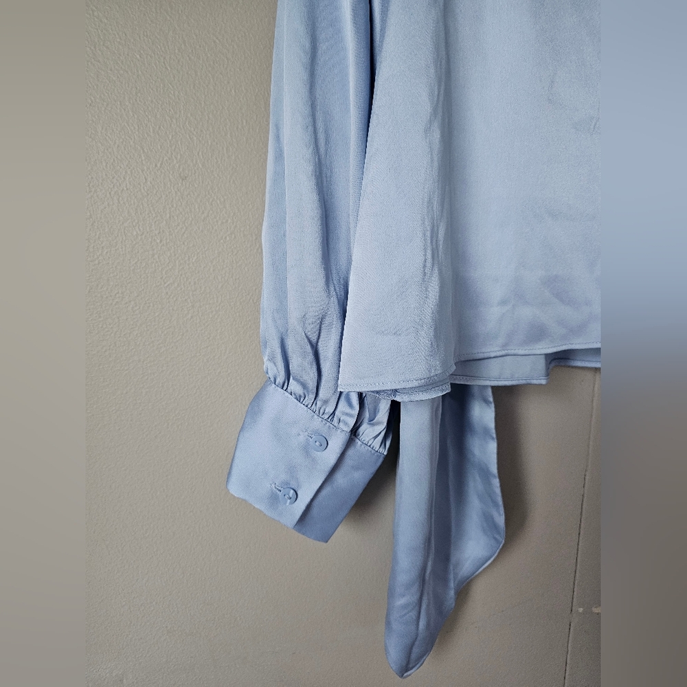 Worthington Soft Blue Wrap Blouse - Picture 6 of 16